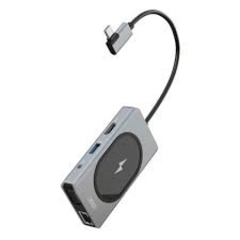 Adapteris USB C → HDMI 4K + 2x USB3.0 + USB C (90W) + SD + MicroSD + VGA + Aux (K-L) su bevieliu įkrovikliu 15W XO (9in1)